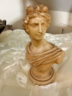 Vintage Classical Tan Bust Sculpture of Apollo for Home Decor
